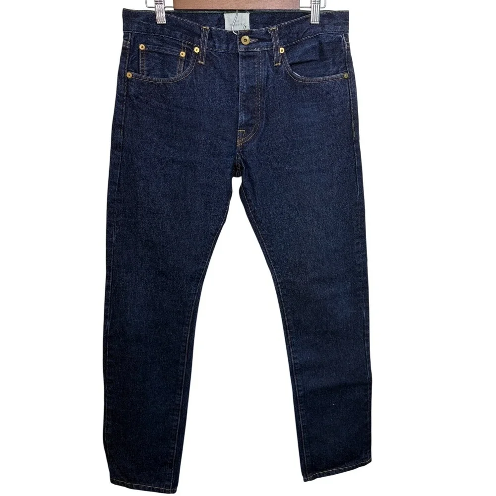 Sid Mashburn Jeans Mens 32x32 Dark Wash Blue Slim Straight Made In USA Cone Mill
